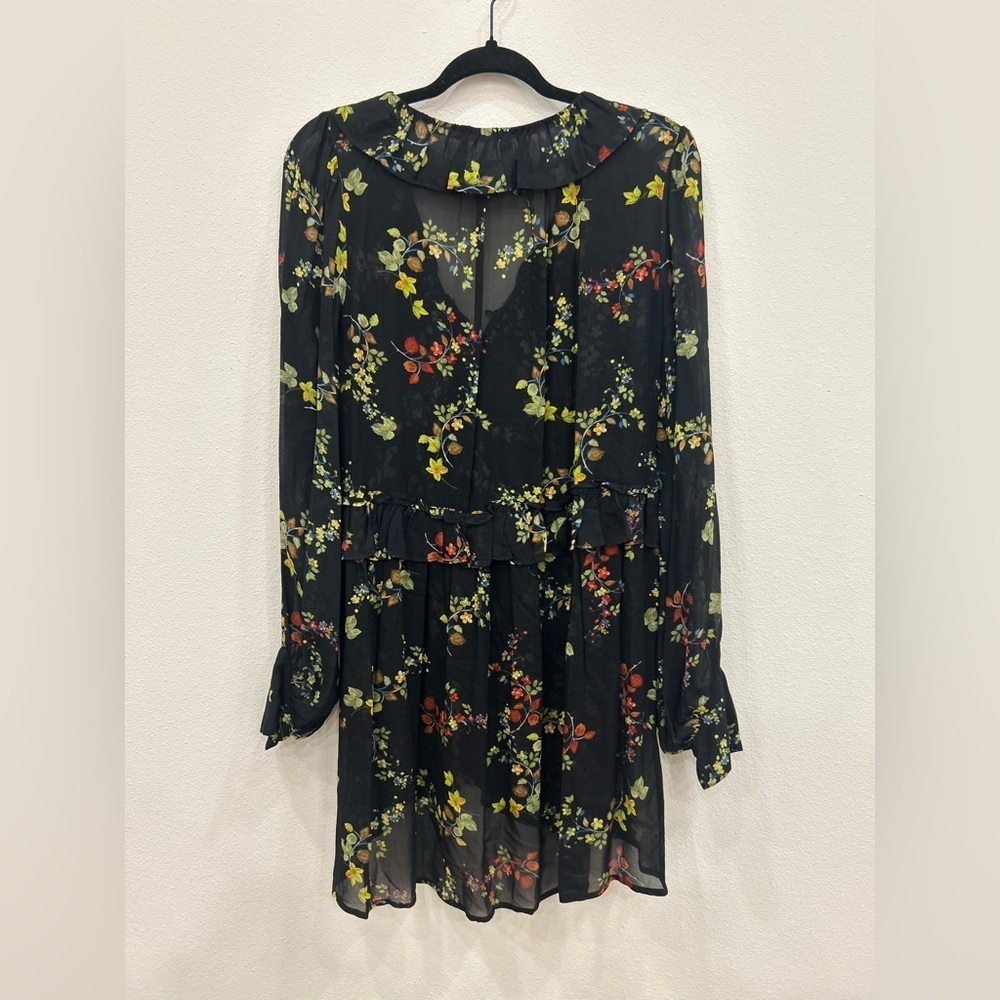 Anthropologie Jamison Black Floral Sheer Tunic Whimsigoth feminine romantic boho - Picture 3 of 6